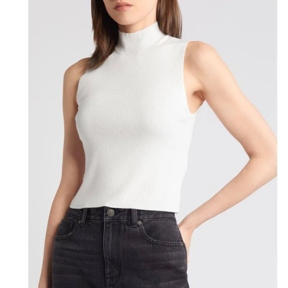 NWT Madewell The Signature Knit Mockneck Sweater Tank antique cream Size XXS
